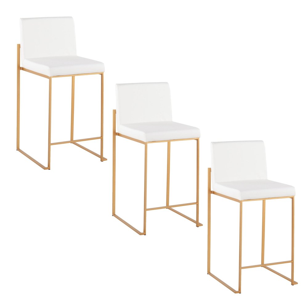 Fuji High Back 26" Fixed-Height Counter Stool - Set of 3. Picture 1