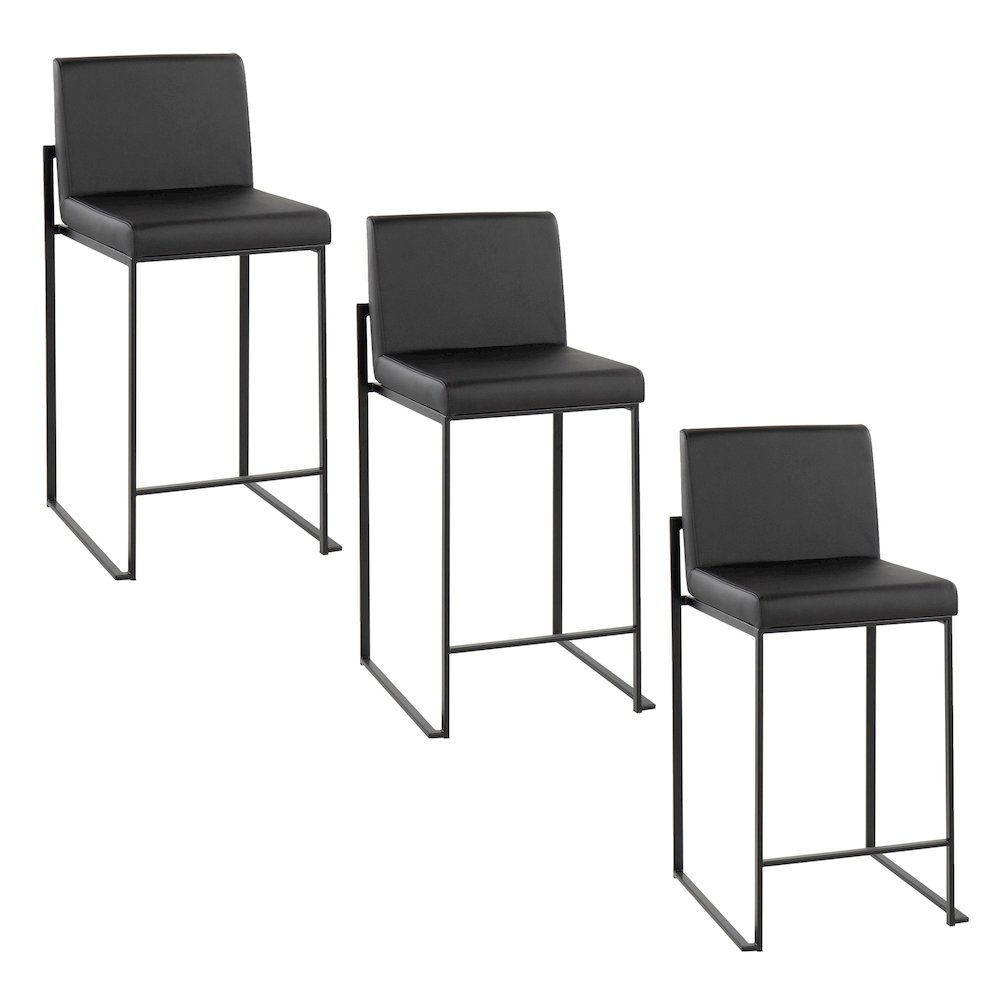 Fuji High Back 26" Fixed-Height Counter Stool - Set of 3. Picture 1
