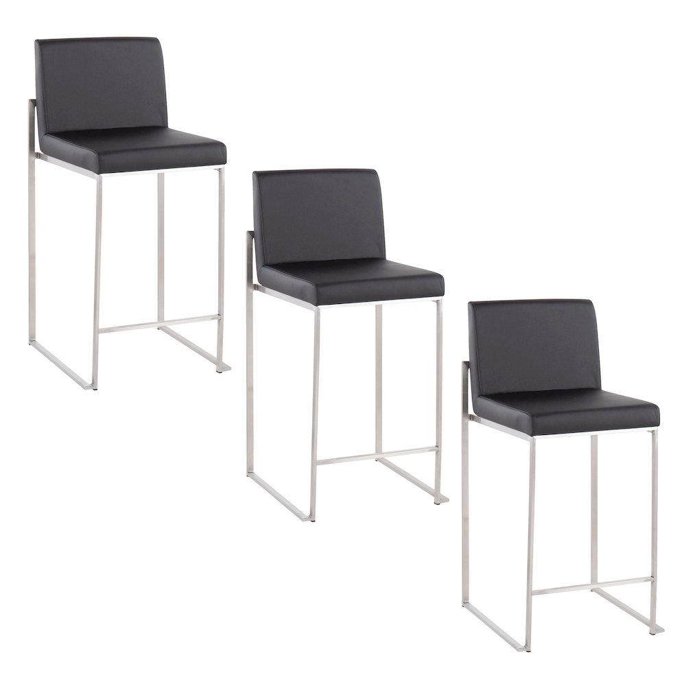 Fuji High Back 26" Fixed-Height Counter Stool - Set of 3. Picture 1