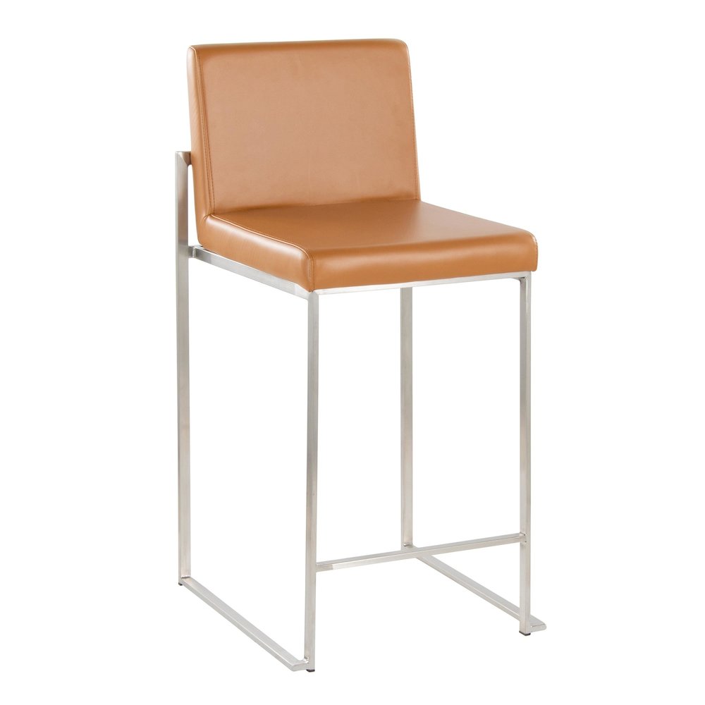 Fuji High Back 26" Fixed-Height Barstool - Set of 2. Picture 2
