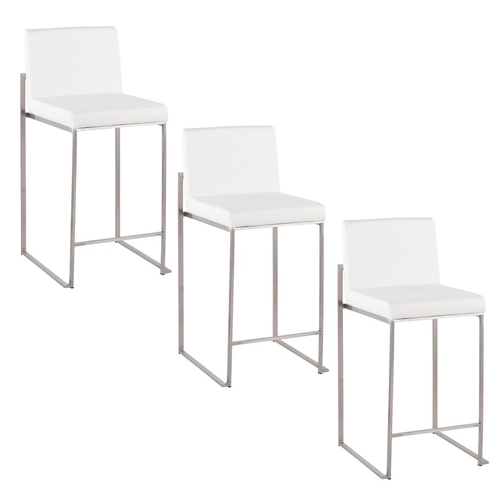 Fuji High Back 26" Fixed-Height Counter Stool - Set of 3. Picture 1