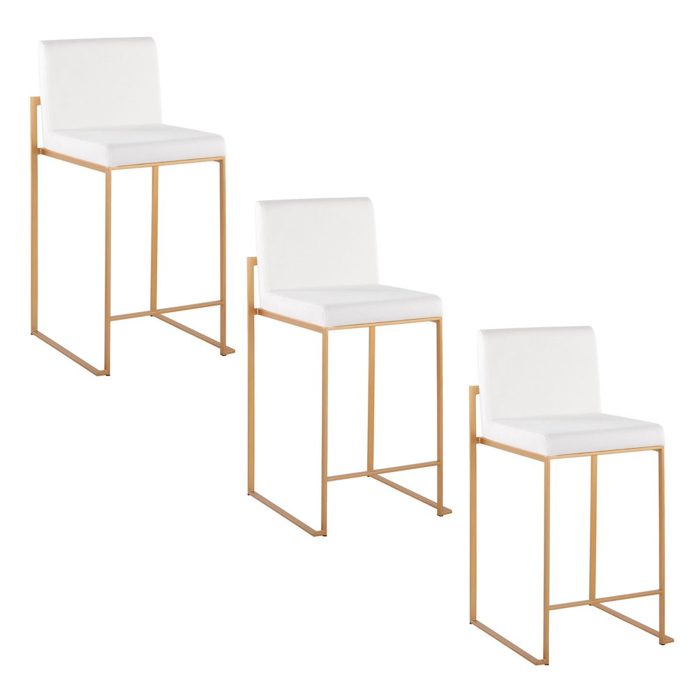 Fuji High Back 26" Fixed-Height Counter Stool - Set of 3. Picture 1