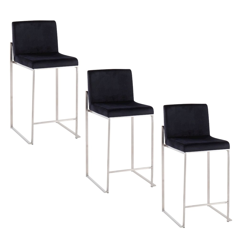 Fuji High Back 26" Fixed-Height Counter Stool - Set of 3. Picture 1
