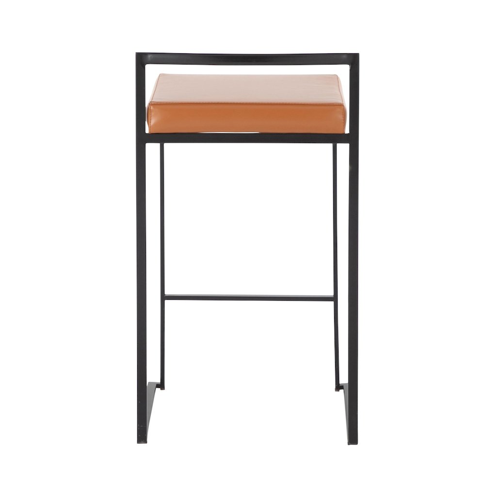 Fuji Stacker 26" Fixed-Height Counter Stool - Set of 3 in Black Metal. Picture 5