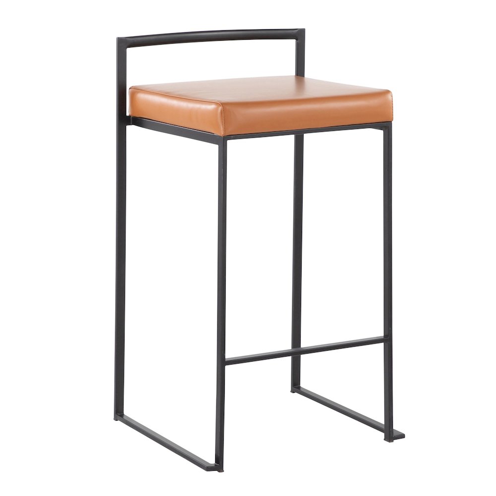 Fuji Stacker 26" Fixed-Height Counter Stool - Set of 3 in Black Metal. Picture 2