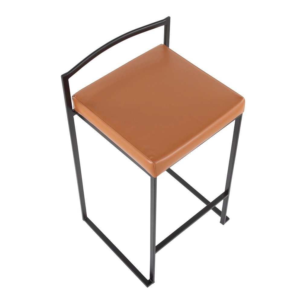 Fuji Stacker 26" Fixed-Height Counter Stool - Set of 3 in Black Metal. Picture 7