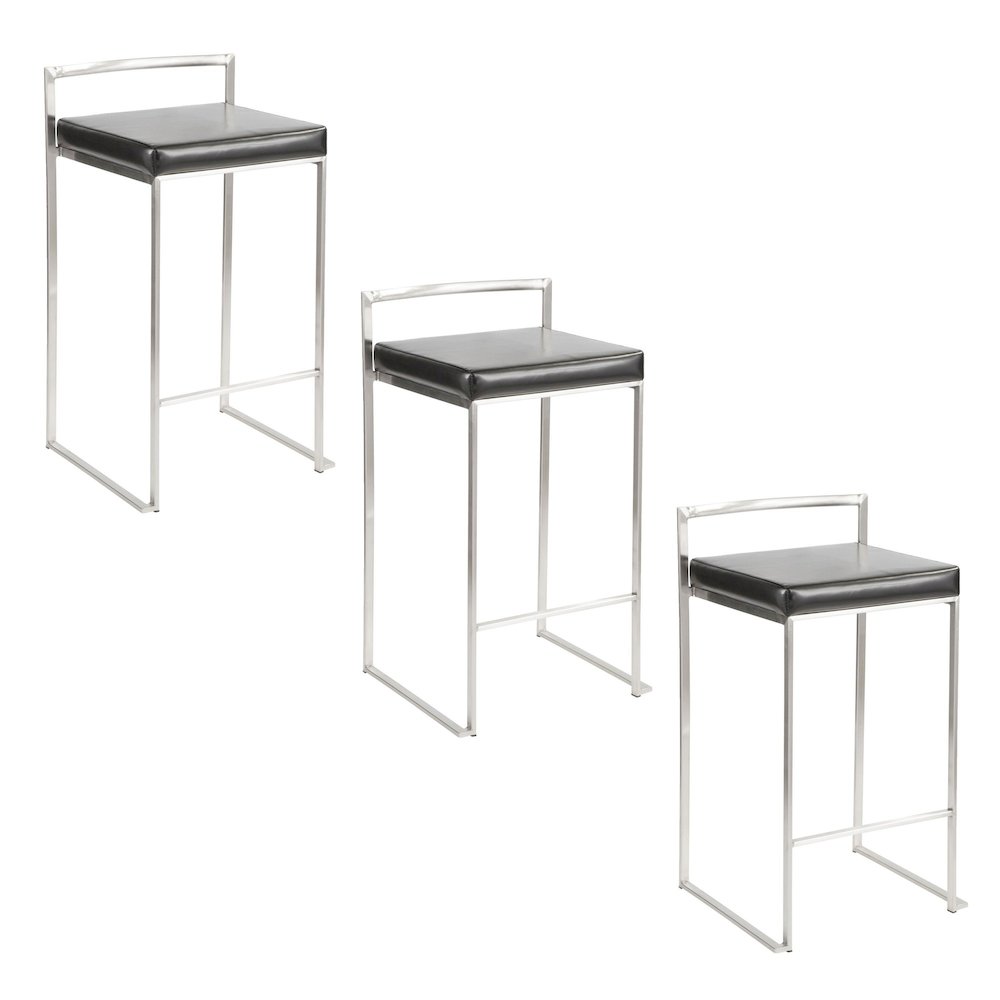 Fuji Stacker 26" Fixed-Height Counter Stool - Set of 3. Picture 1