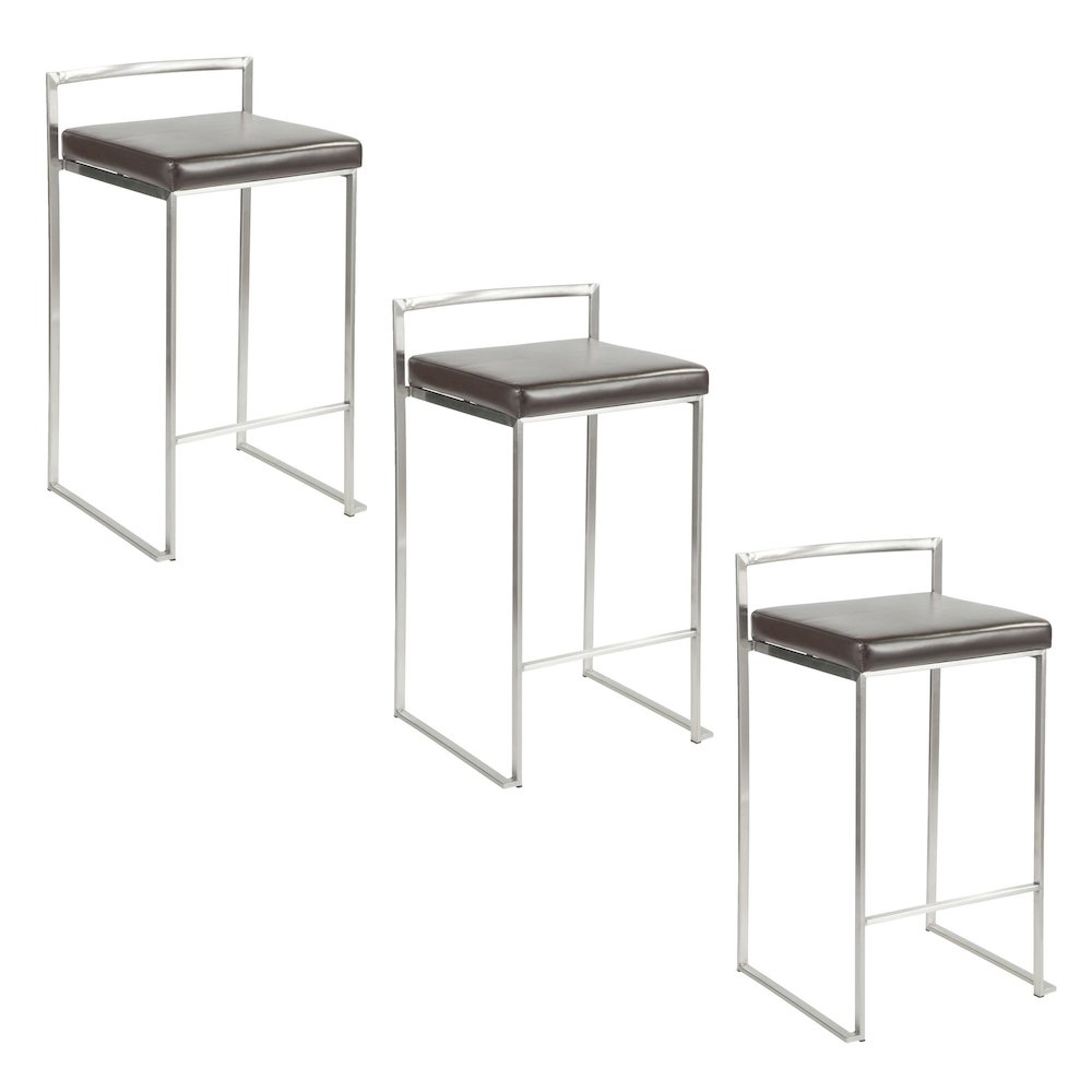 Fuji Stacker 26" Fixed-Height Counter Stool - Set of 3. Picture 1