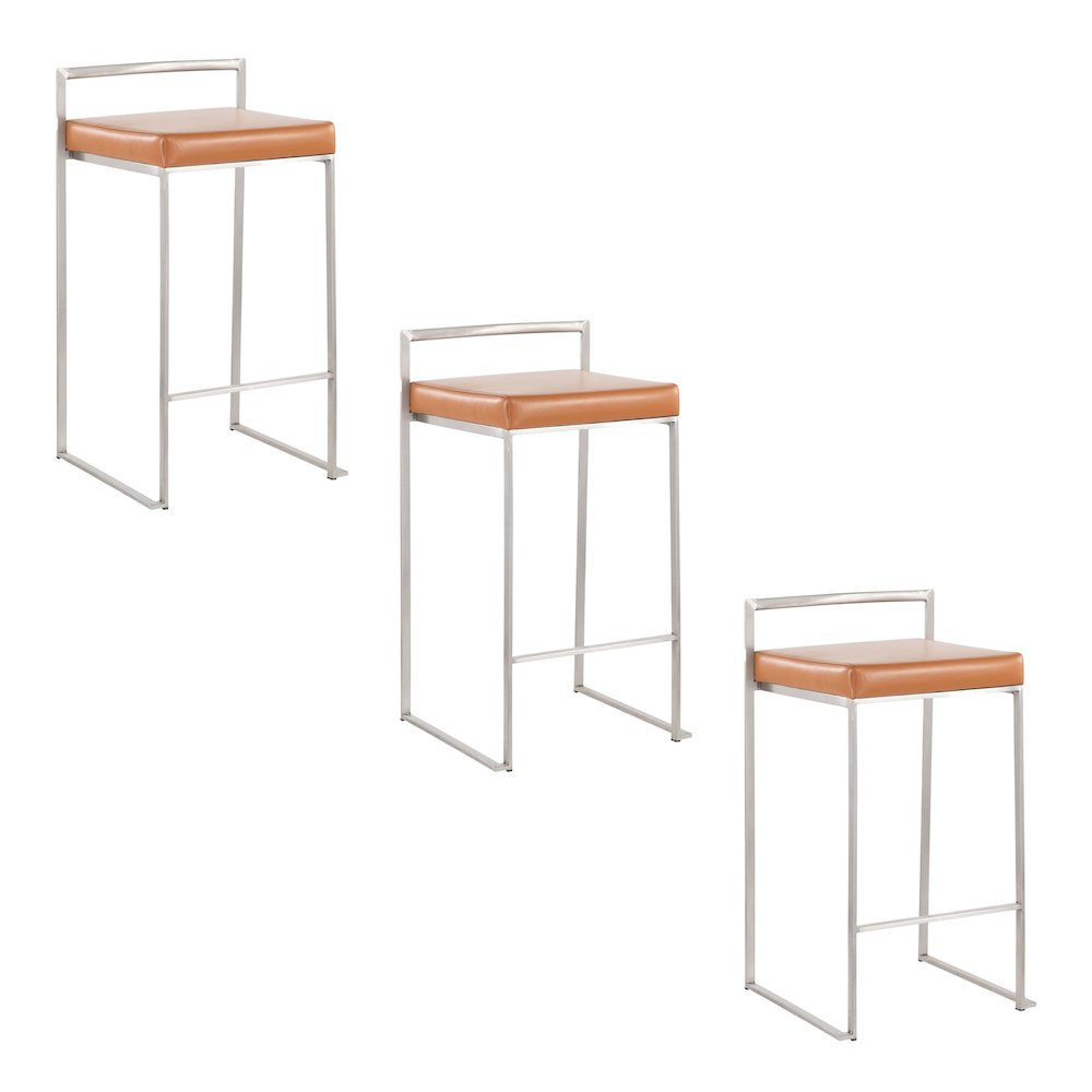 Fuji Stacker 26" Fixed-Height Counter Stool - Set of 3. Picture 1