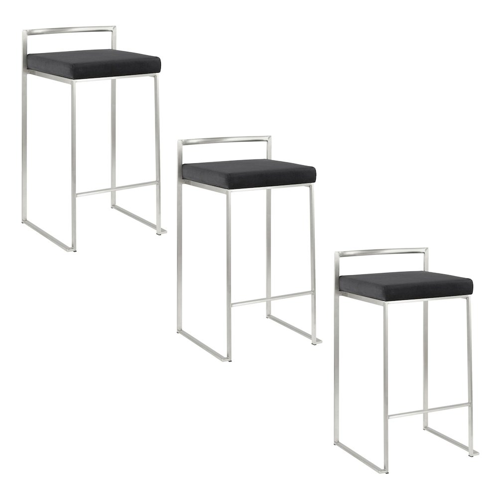 Fuji Stacker 26" Fixed-Height Counter Stool - Set of 3. Picture 1