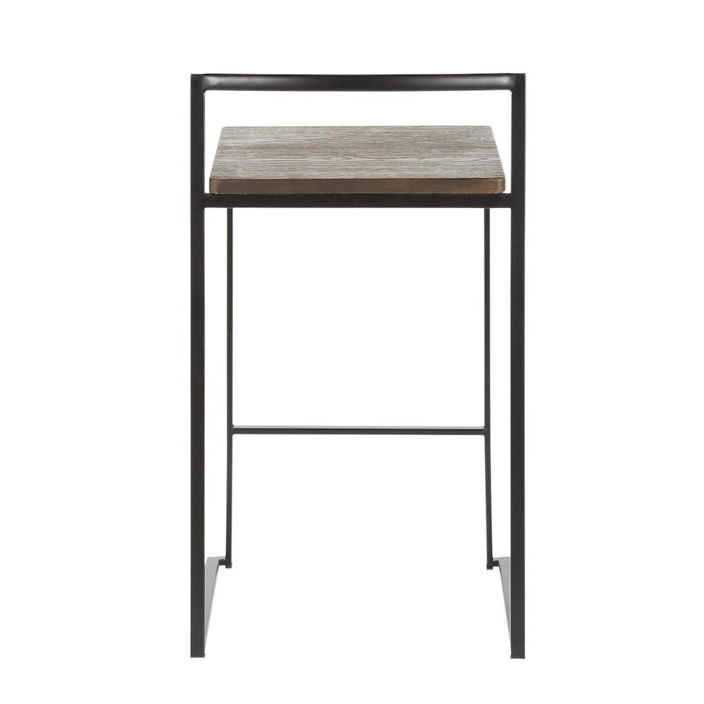 Fuji Stacker 26" Fixed-Height Counter Stool - Set of 3 in Black Metal. Picture 5