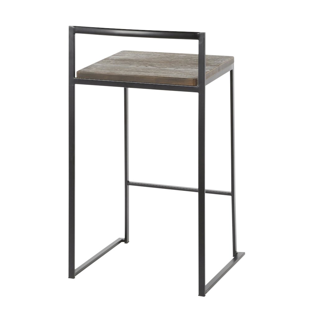 Fuji Stacker 26" Fixed-Height Counter Stool - Set of 3 in Black Metal. Picture 4