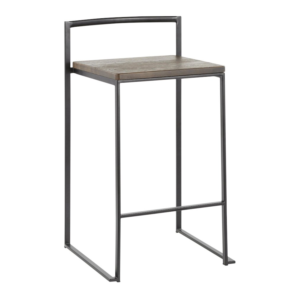 Fuji Stacker 26" Fixed-Height Counter Stool - Set of 3 in Black Metal. Picture 2
