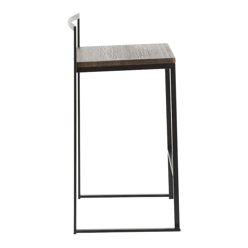 Fuji Stacker 26" Fixed-Height Counter Stool - Set of 3 in Black Metal. Picture 3
