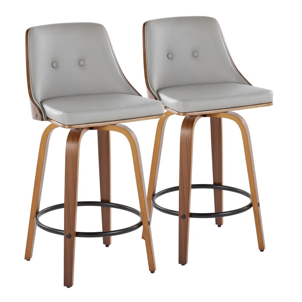 Grey Gianna 26" Fixed-Height Counter Stool - Set of 2. Picture 1