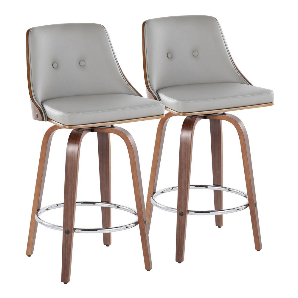 Grey Gianna 26" Fixed-Height Counter Stool - Set of 2. Picture 1