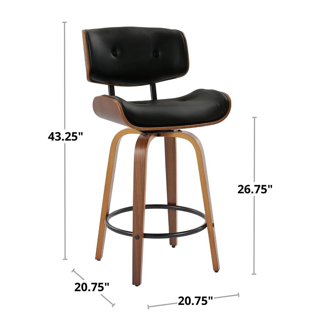 Black Lombardi 26" Fixed-Height Counter Stool - Set of 2. Picture 7