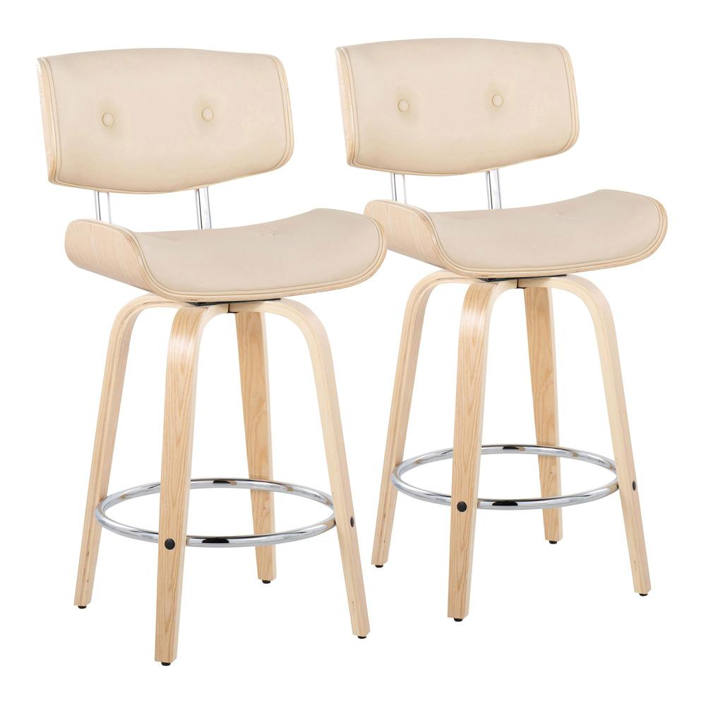 Beige Lombardi 26" Fixed-Height Counter Stool - Set of 2. Picture 1