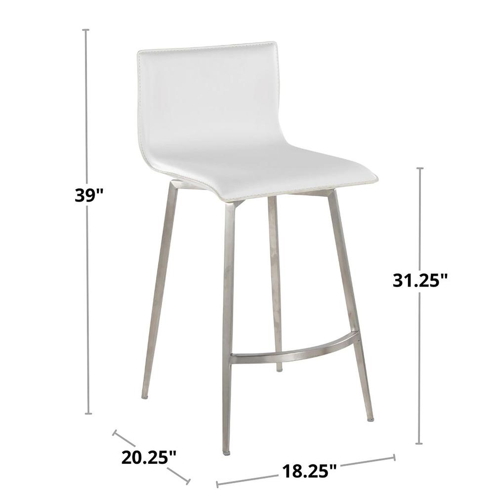 Silver Mara Upholstered 26" Fixed-Height Counter Stool - Set of 2. Picture 7