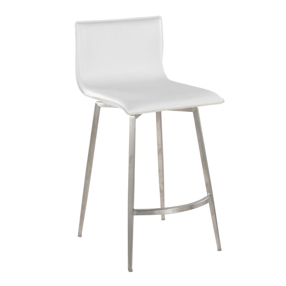 Silver Mara Upholstered 26" Fixed-Height Counter Stool - Set of 2. Picture 2