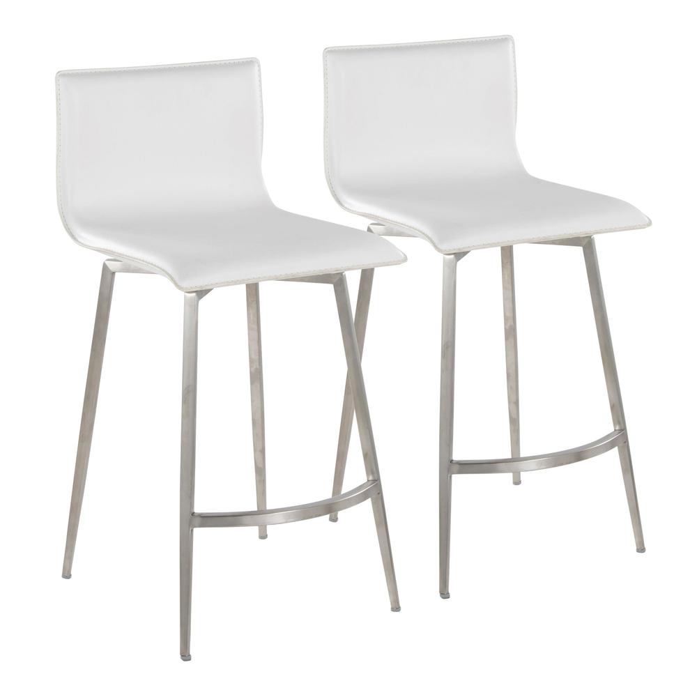 Silver Mara Upholstered 26" Fixed-Height Counter Stool - Set of 2. Picture 1