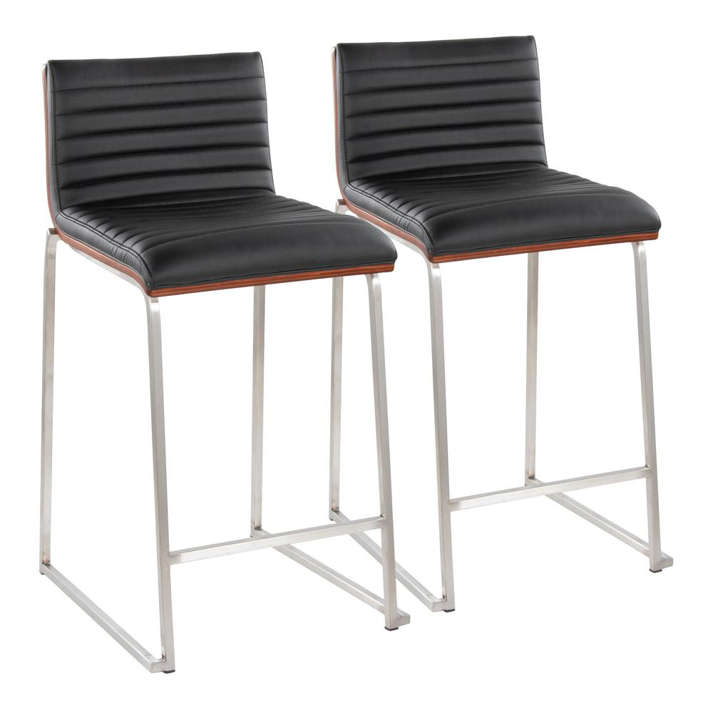 Silver Mason Mara 26" Fixed-Height Counter Stool - Set of 2. Picture 1