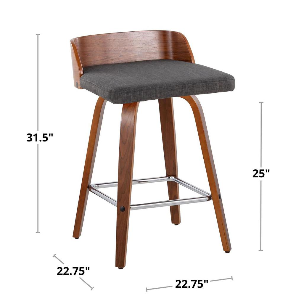 Grey Maya 26" Fixed-Height Counter Stool - Set of 2. Picture 7