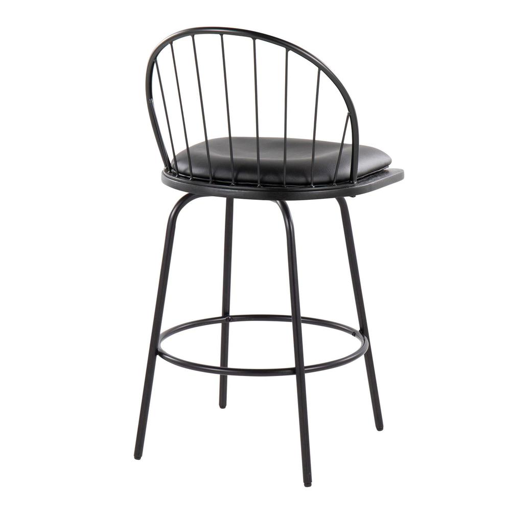 Black Riley Claire 26" Fixed-Height Counter Stool - Set of 2. Picture 4