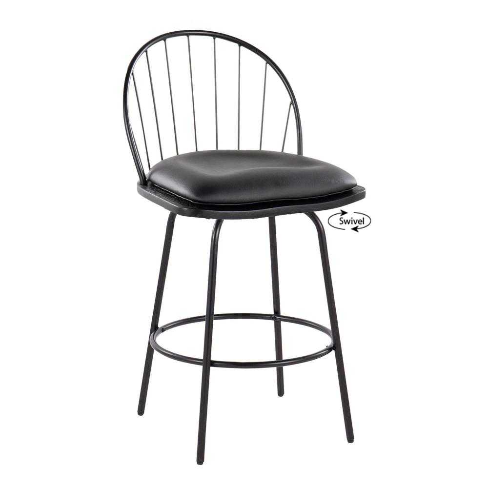 Black Riley Claire 26" Fixed-Height Counter Stool - Set of 2. Picture 2