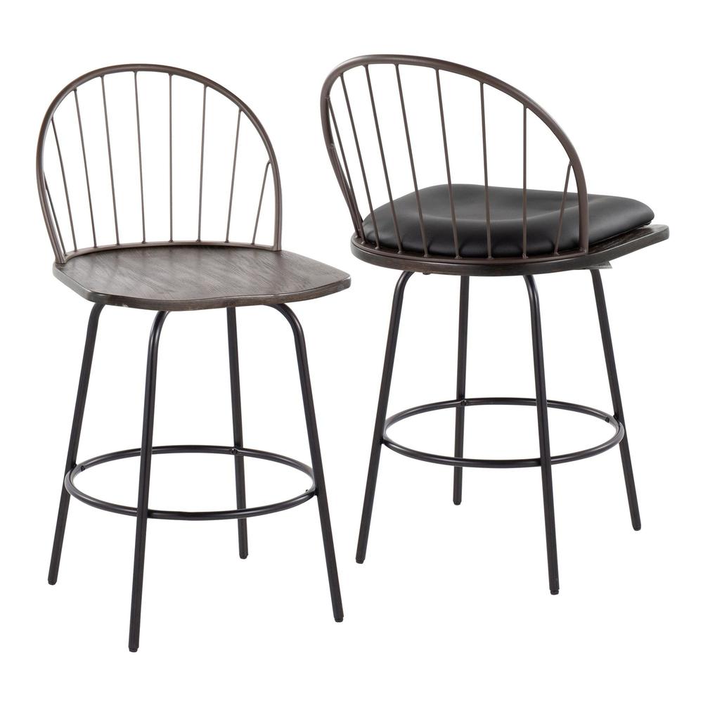 Brown Riley Claire 26" Fixed-Height Counter Stool - Set of 2. Picture 7