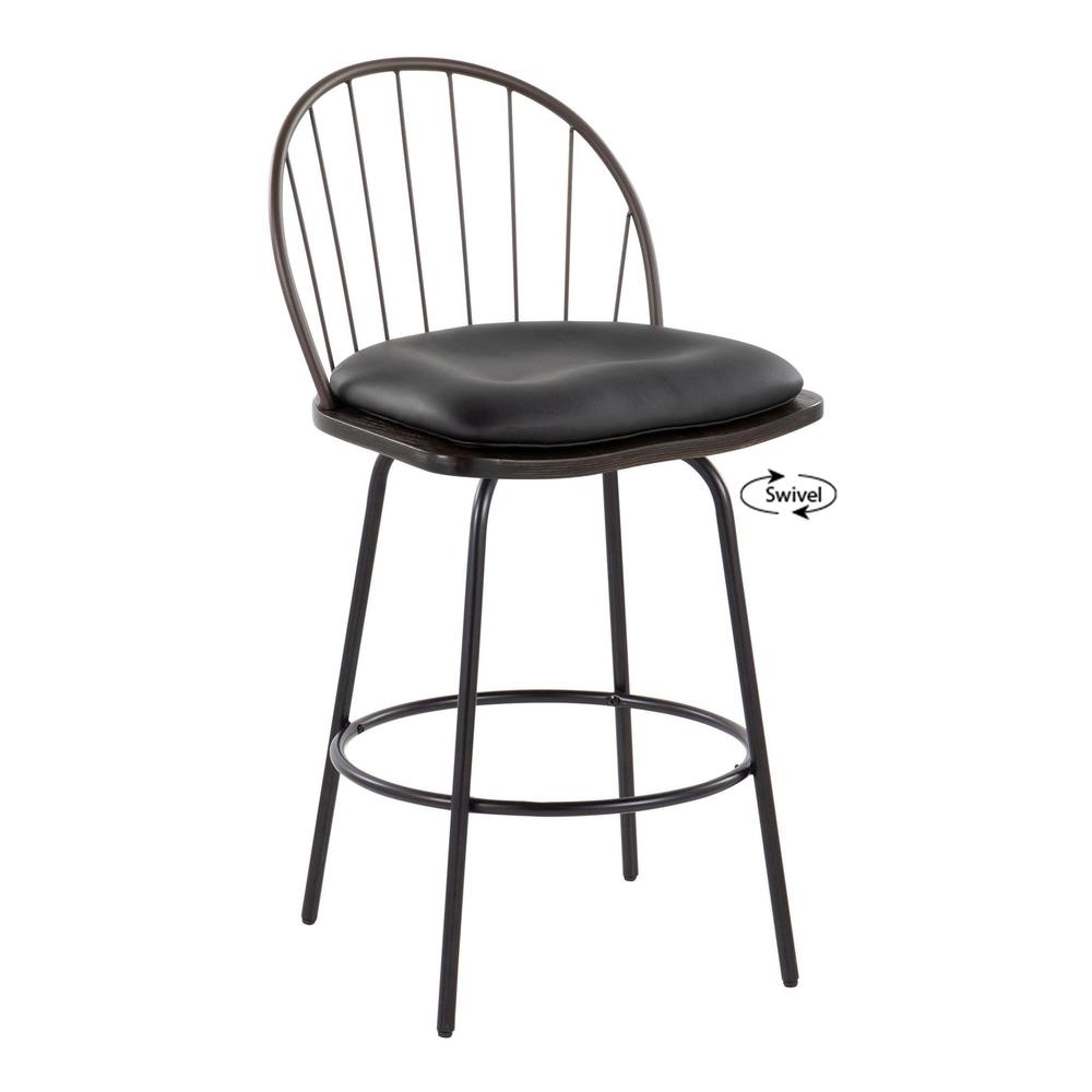 Brown Riley Claire 26" Fixed-Height Counter Stool - Set of 2. Picture 2
