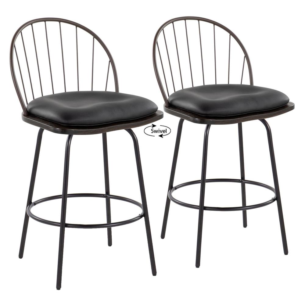 Brown Riley Claire 26" Fixed-Height Counter Stool - Set of 2. Picture 1
