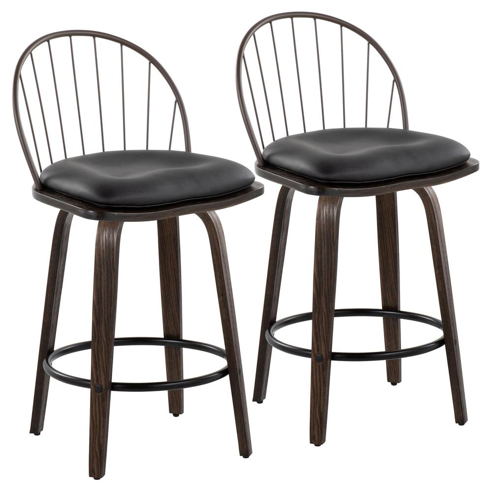 Brown Riley 26" Fixed-Height Counter Stool - Set of 2. Picture 1
