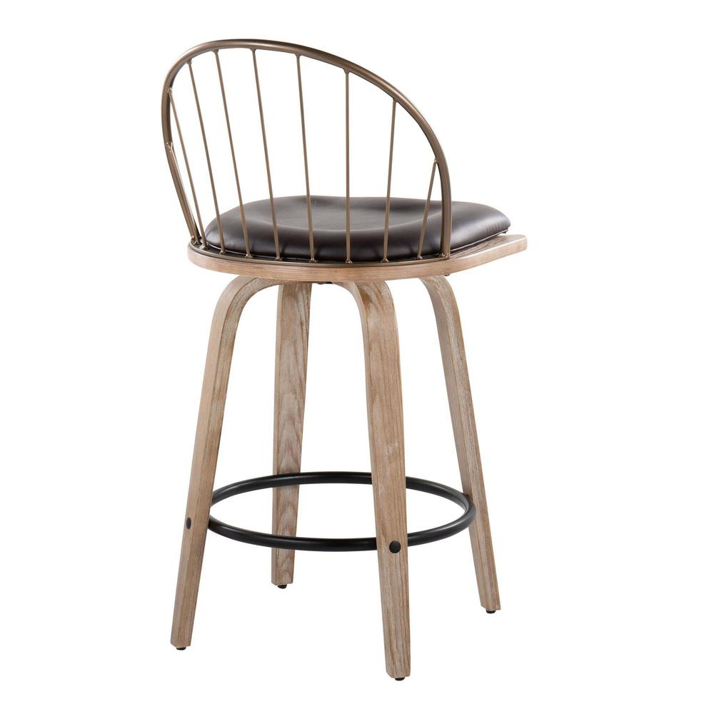 Brown Riley 26" Fixed-Height Counter Stool - Set of 2. Picture 4
