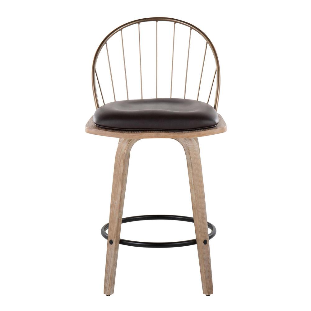 Brown Riley 26" Fixed-Height Counter Stool - Set of 2. Picture 6