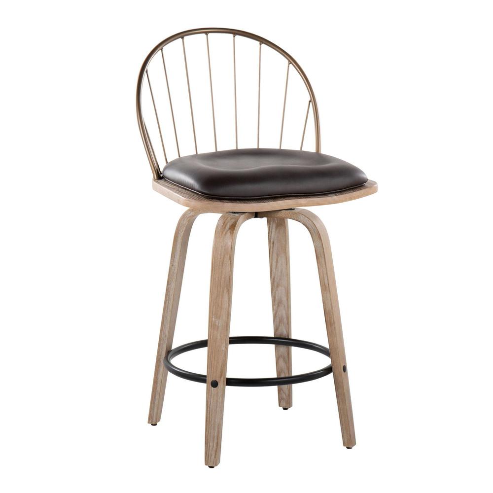 Brown Riley 26" Fixed-Height Counter Stool - Set of 2. Picture 2