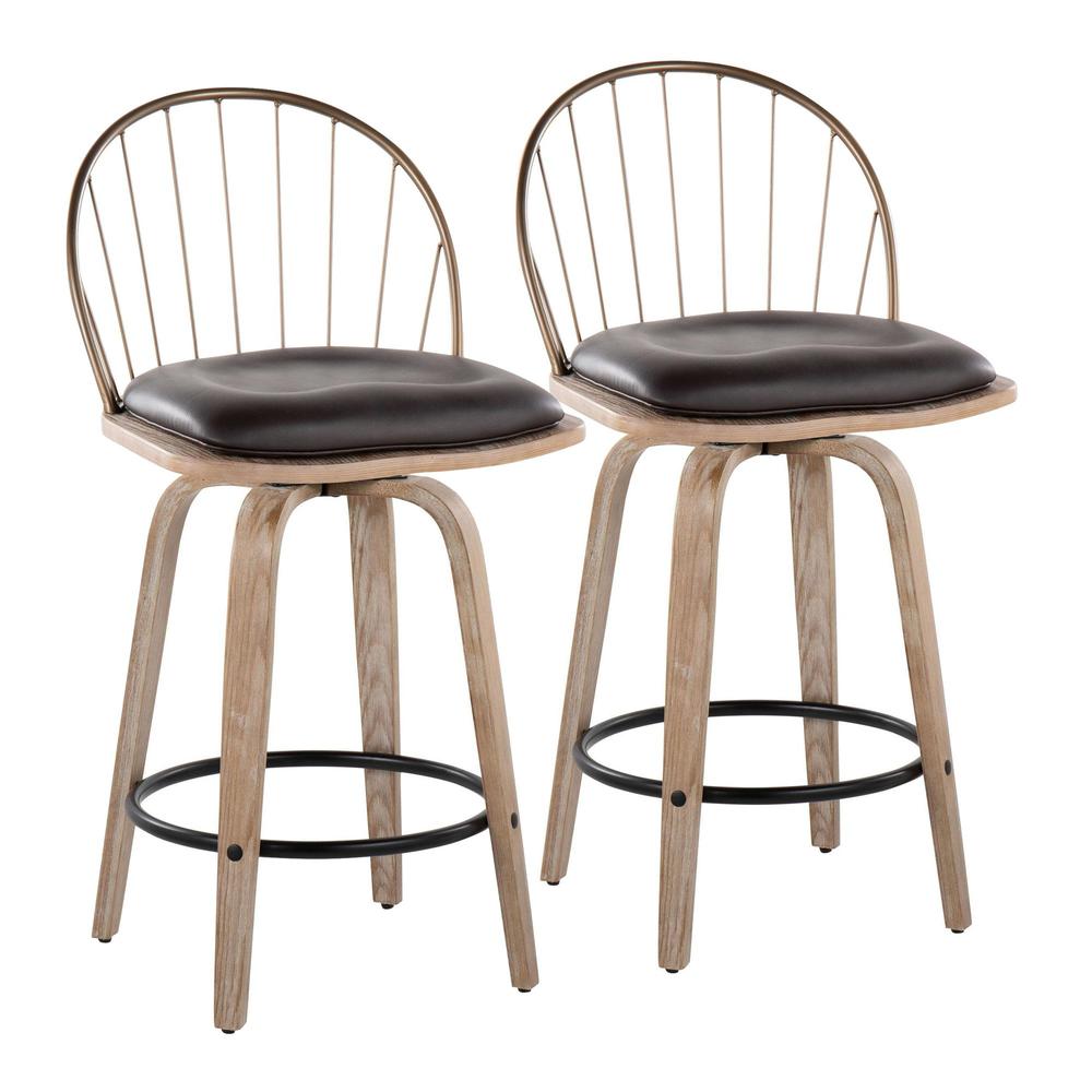Brown Riley 26" Fixed-Height Counter Stool - Set of 2. Picture 1