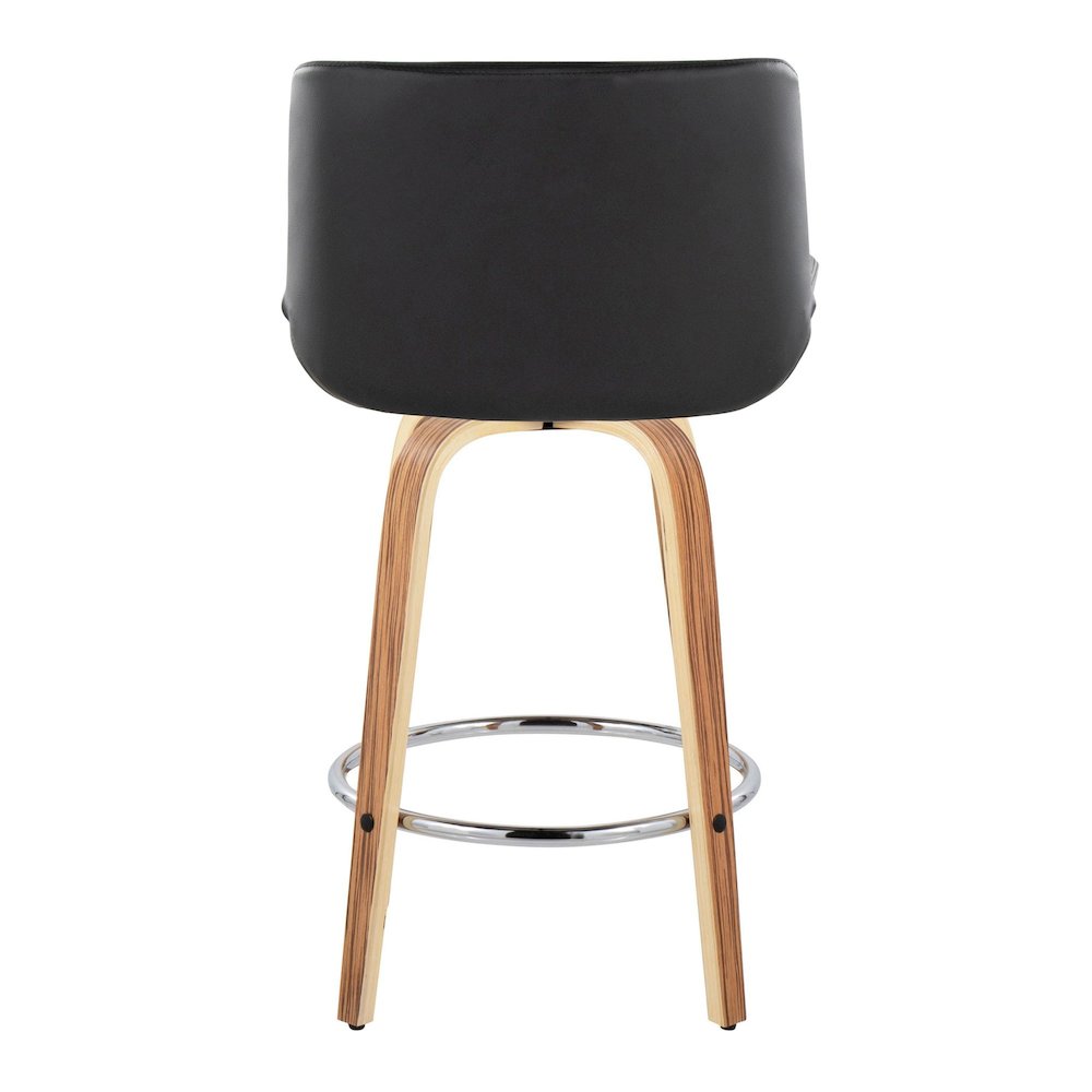 Santi 25" Fixed-Height Counter Stool - Set of 2 in Zebra Wood. Picture 5