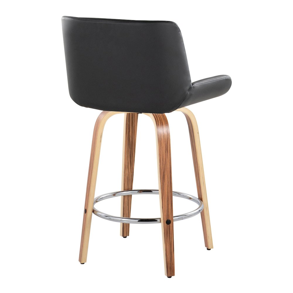 Santi 25" Fixed-Height Counter Stool - Set of 2 in Zebra Wood. Picture 4