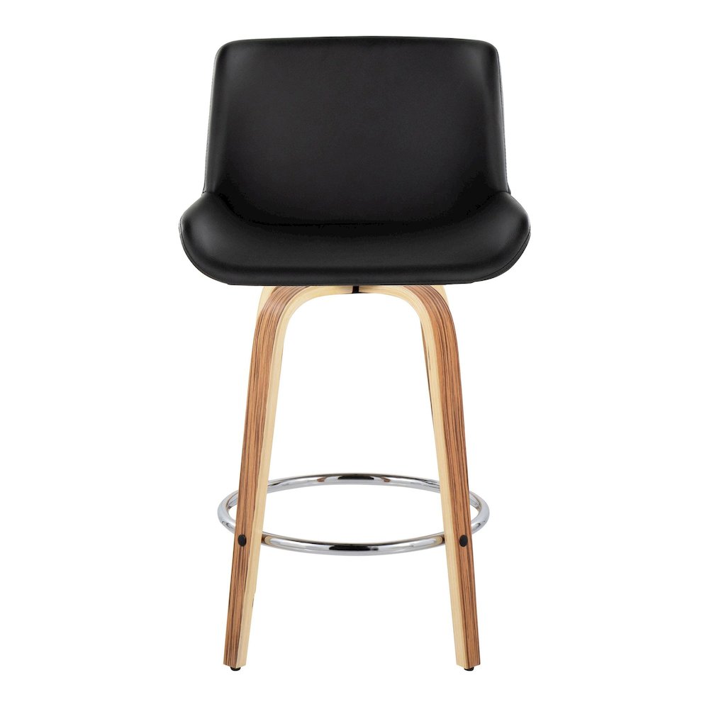 Santi 25" Fixed-Height Counter Stool - Set of 2 in Zebra Wood. Picture 6