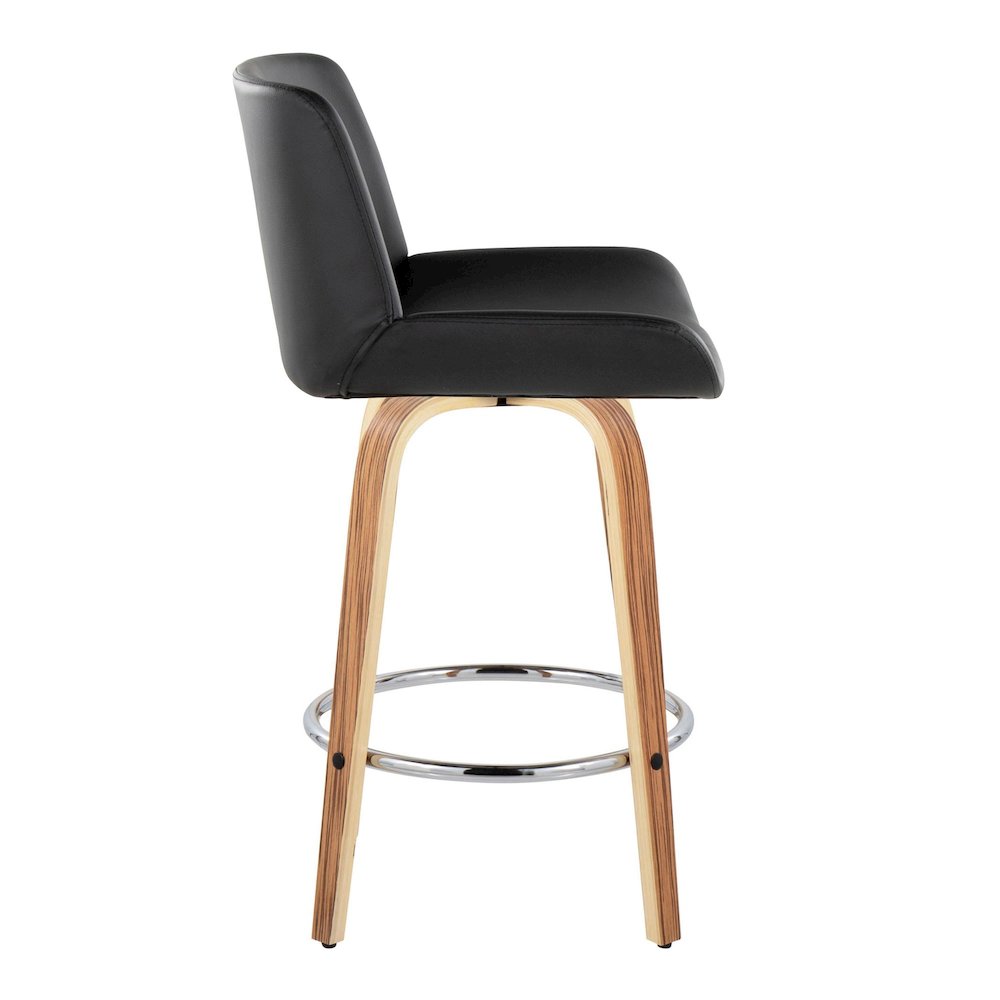 Santi 25" Fixed-Height Counter Stool - Set of 2 in Zebra Wood. Picture 3