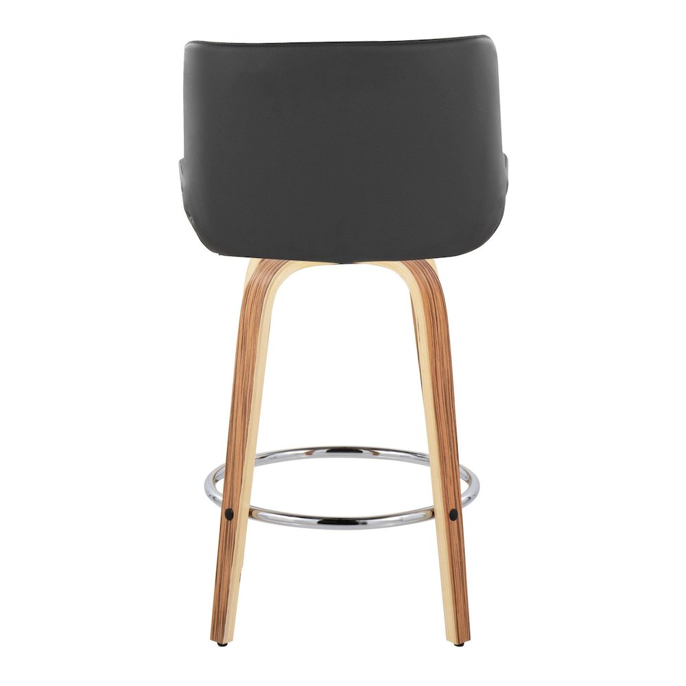 Santi 25" Fixed-Height Counter Stool - Set of 2 in Zebra Wood. Picture 5
