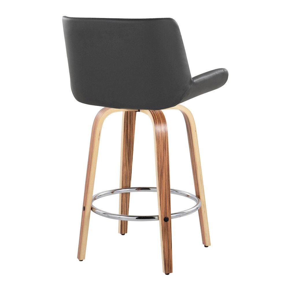 Santi 25" Fixed-Height Counter Stool - Set of 2 in Zebra Wood. Picture 4