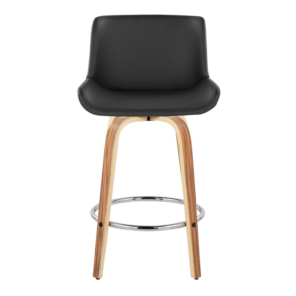 Santi 25" Fixed-Height Counter Stool - Set of 2 in Zebra Wood. Picture 6