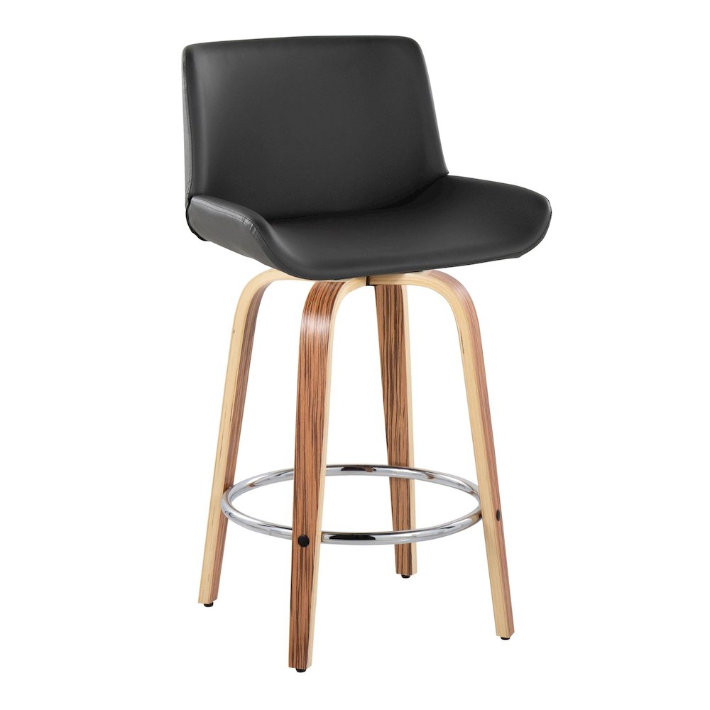 Santi 25" Fixed-Height Counter Stool - Set of 2 in Zebra Wood. Picture 2