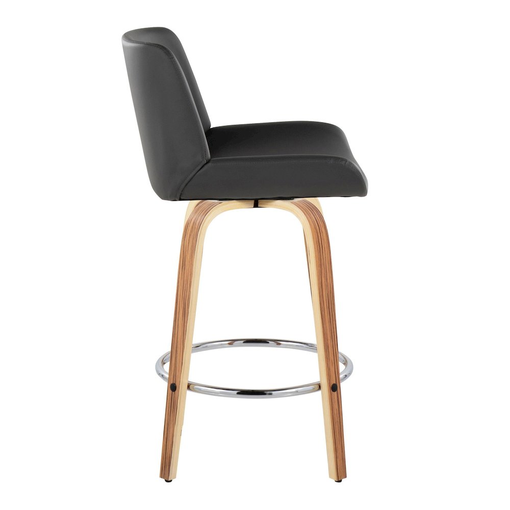Santi 25" Fixed-Height Counter Stool - Set of 2 in Zebra Wood. Picture 3