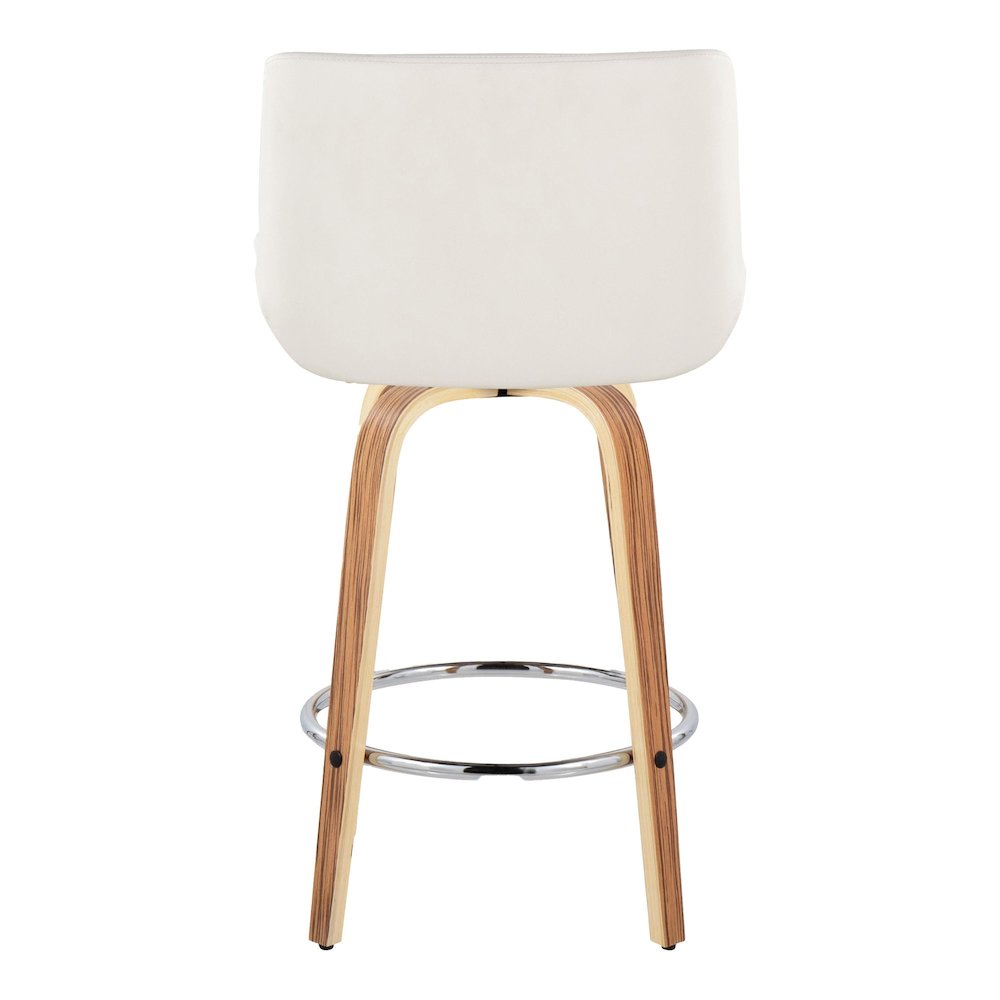 Santi 25" Fixed-Height Counter Stool - Set of 2 in Zebra Wood. Picture 5