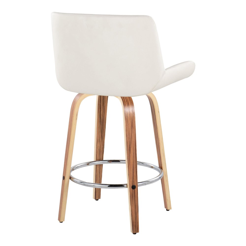 Santi 25" Fixed-Height Counter Stool - Set of 2 in Zebra Wood. Picture 4