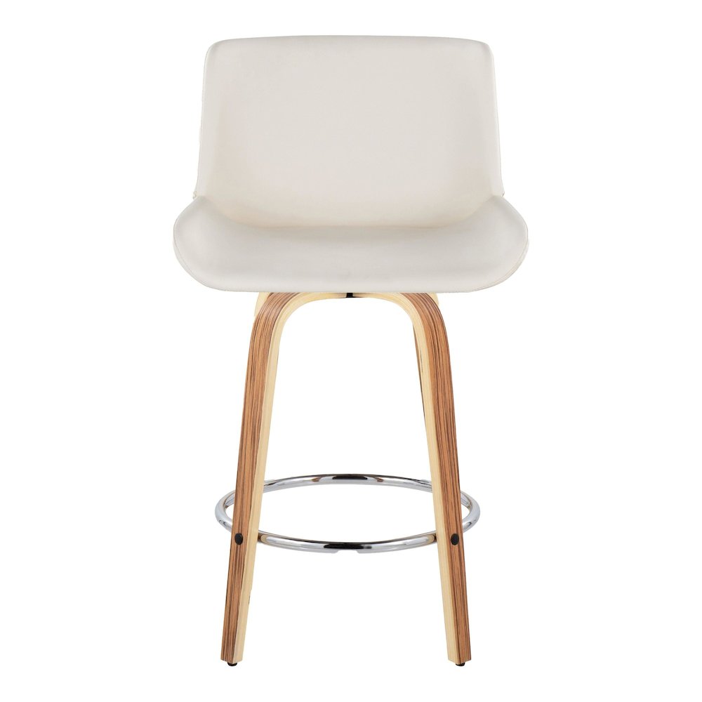 Santi 25" Fixed-Height Counter Stool - Set of 2 in Zebra Wood. Picture 6