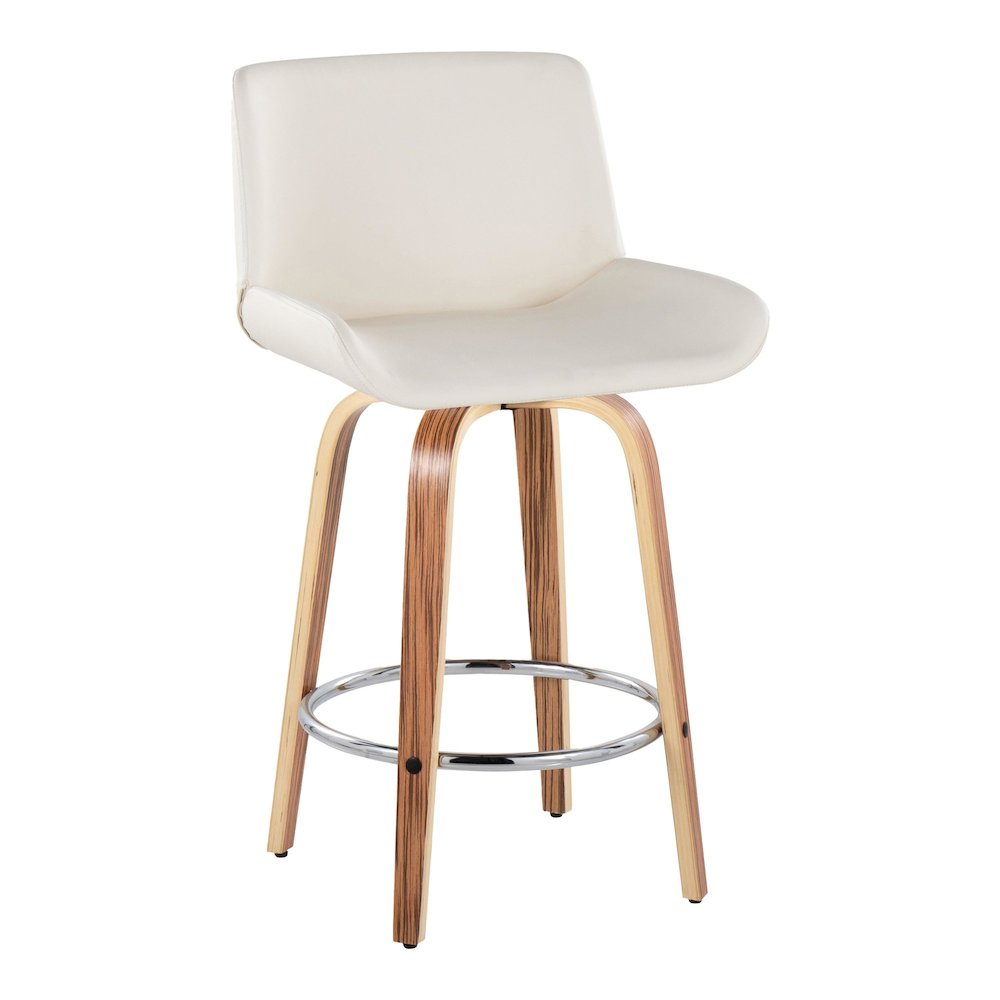 Santi 25" Fixed-Height Counter Stool - Set of 2 in Zebra Wood. Picture 2